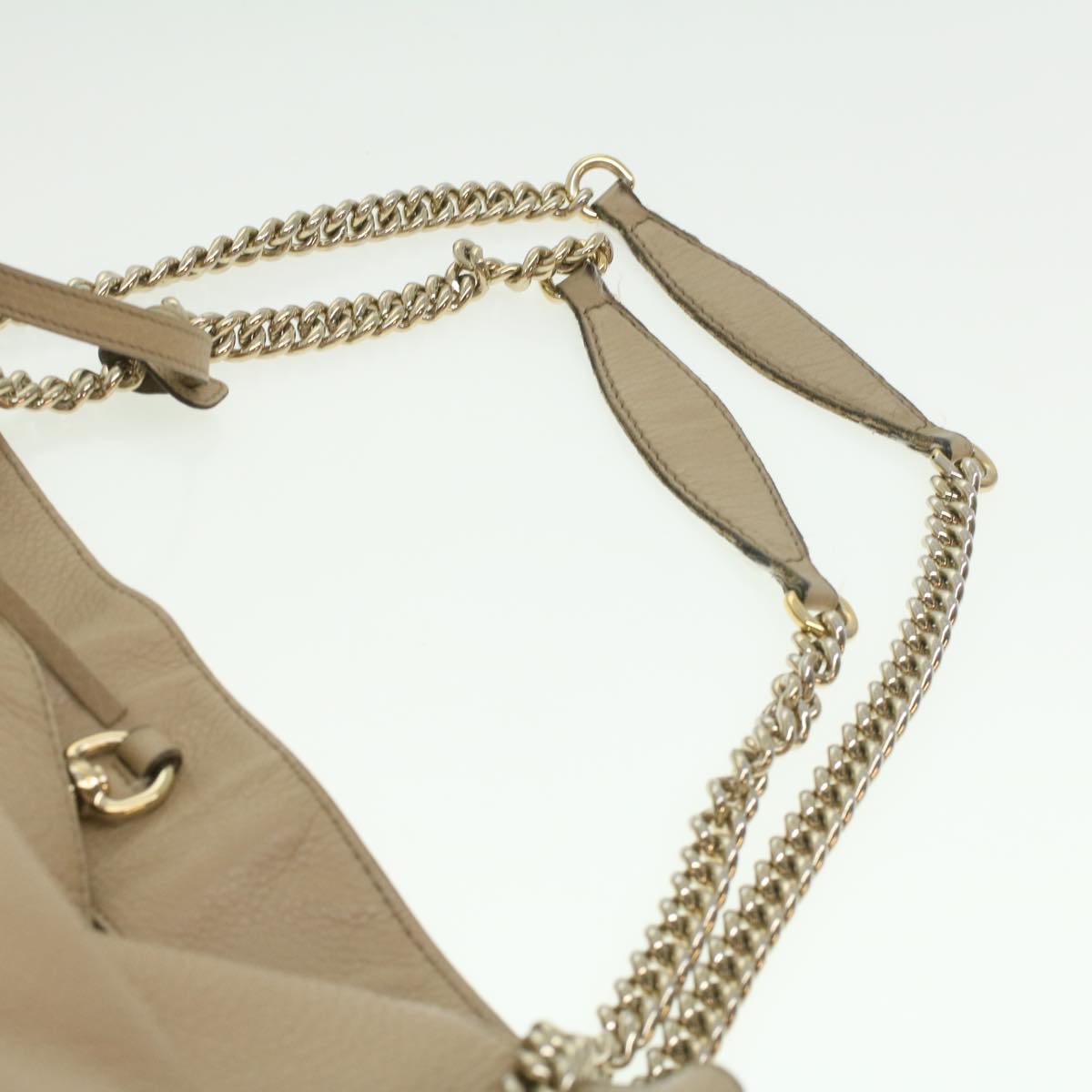 GUCCI Chain Soho Shoulder Bag Leather Beige 310306 Auth am3948