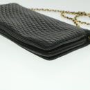 BALLY Chain Shoulder Bag Leather Black Auth am3952-15