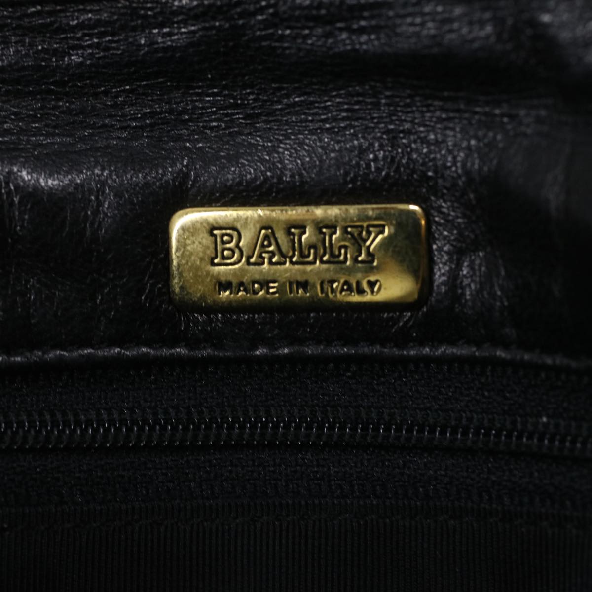 BALLY Chain Shoulder Bag Leather Black Auth am3952