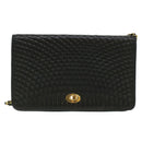 BALLY Chain Shoulder Bag Leather Black Auth am3952-13