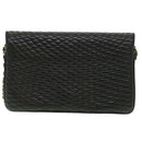 BALLY Chain Shoulder Bag Leather Black Auth am3952-2