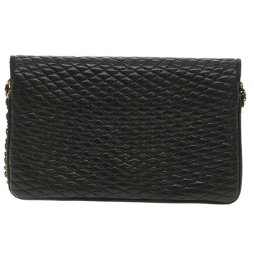 BALLY Chain Shoulder Bag Leather Black Auth am3952 - 0