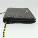 BALLY Chain Shoulder Bag Leather Black Auth am3952-3
