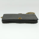 BALLY Chain Shoulder Bag Leather Black Auth am3952-5