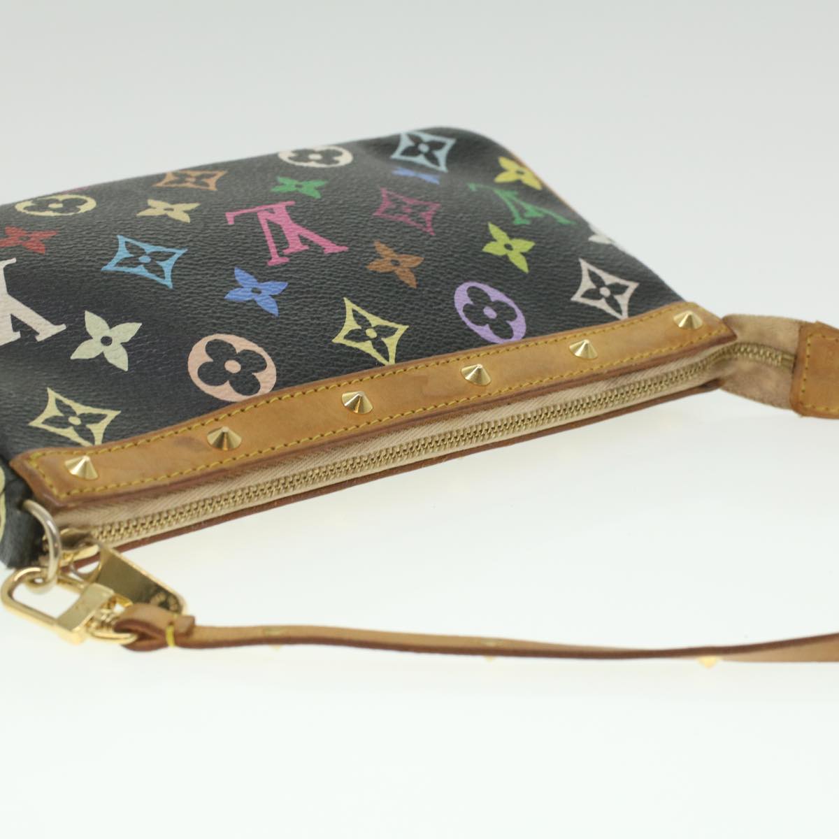 LOUIS VUITTON Multicolor Pochette Accessoires Pouch Black M92648 LV Auth am3957