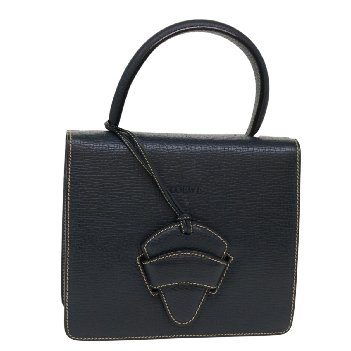 LOEWE Barcelona Hand Bag Leather Navy Auth am3961