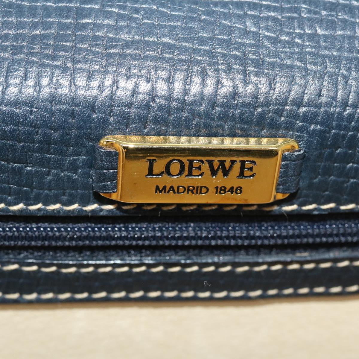 LOEWE Barcelona Hand Bag Leather Navy Auth am3961