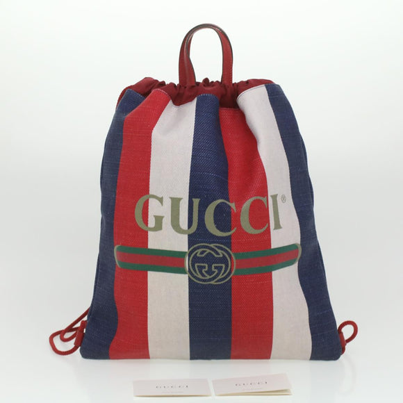 GUCCI Web Sherry Line Backpack Canvas Tricolor Red Blue Green 473872 Auth am3970