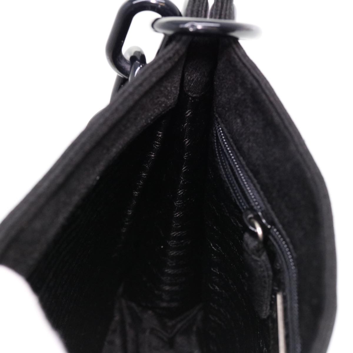 PRADA Chain Shoulder Bag Canvas Black Auth am3987