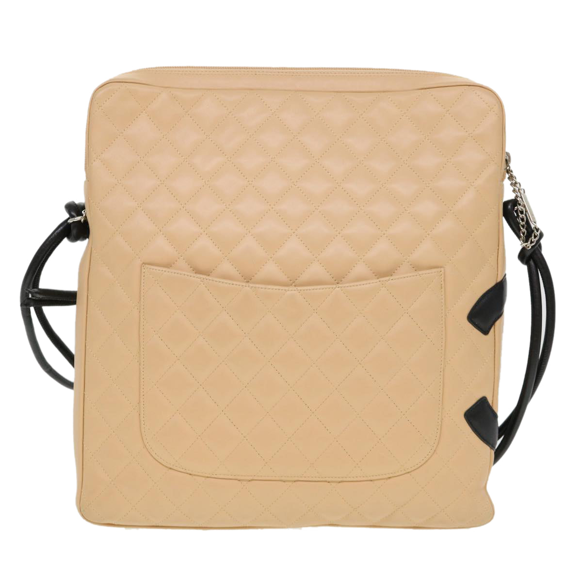 CHANEL Cambon Line Shoulder Bag Caviar Skin Beige CC Auth am4027 - 0