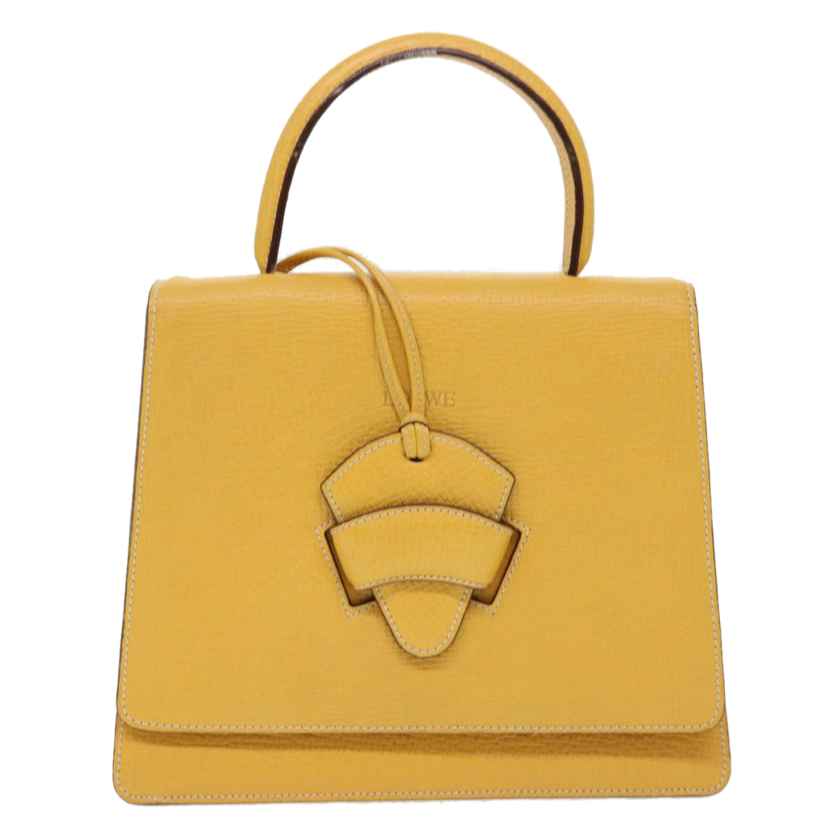 LOEWE Barcelona Hand Bag Leather 2way Yellow Auth am4030