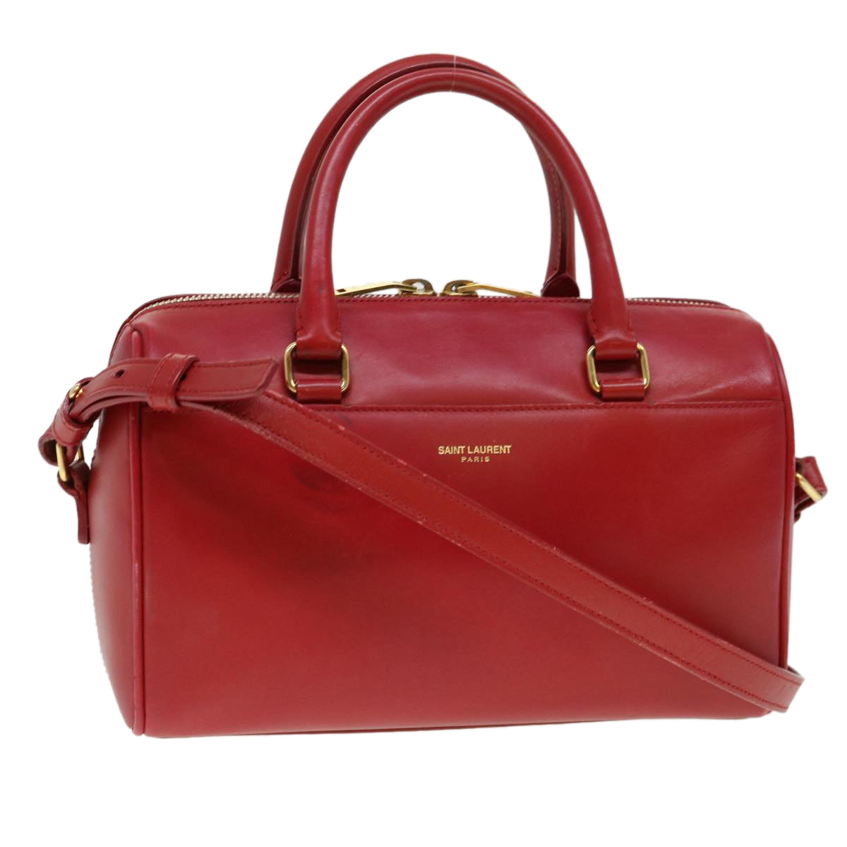 SAINT LAURENT Shoulder Bag Leather 2way Red Auth am4031