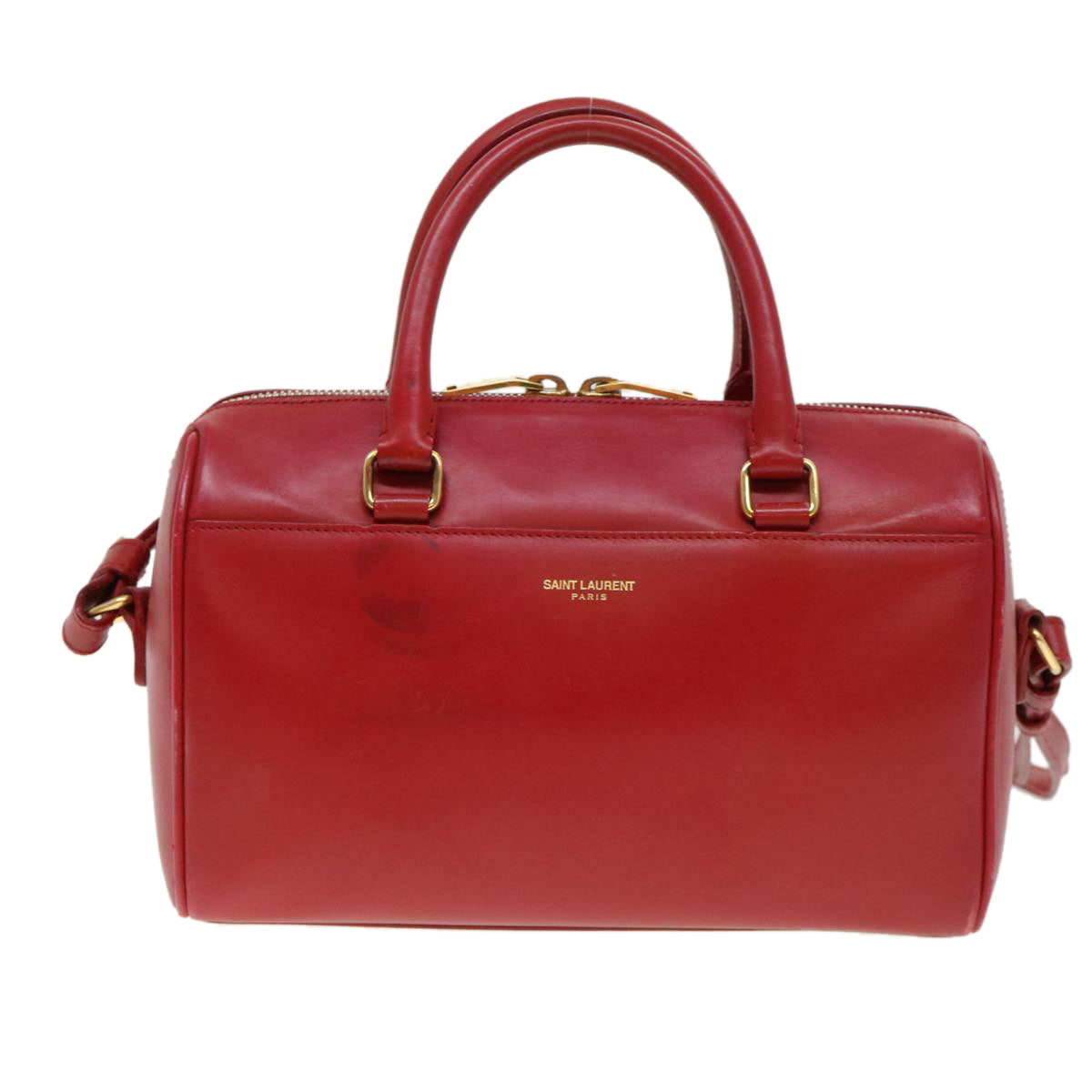 SAINT LAURENT Shoulder Bag Leather 2way Red Auth am4031