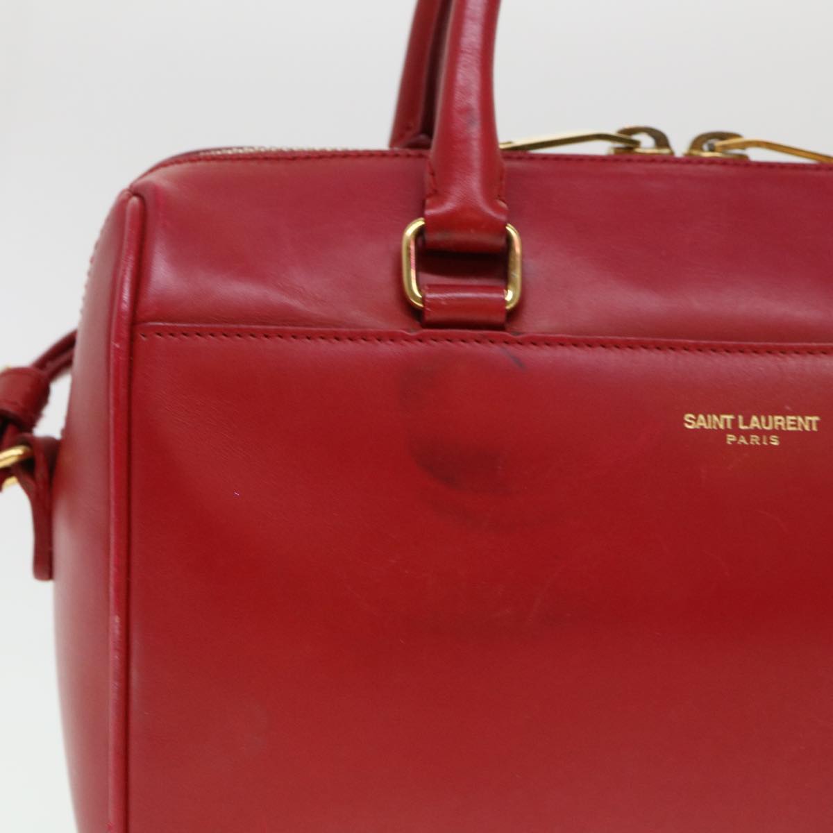 SAINT LAURENT Shoulder Bag Leather 2way Red Auth am4031 - 0