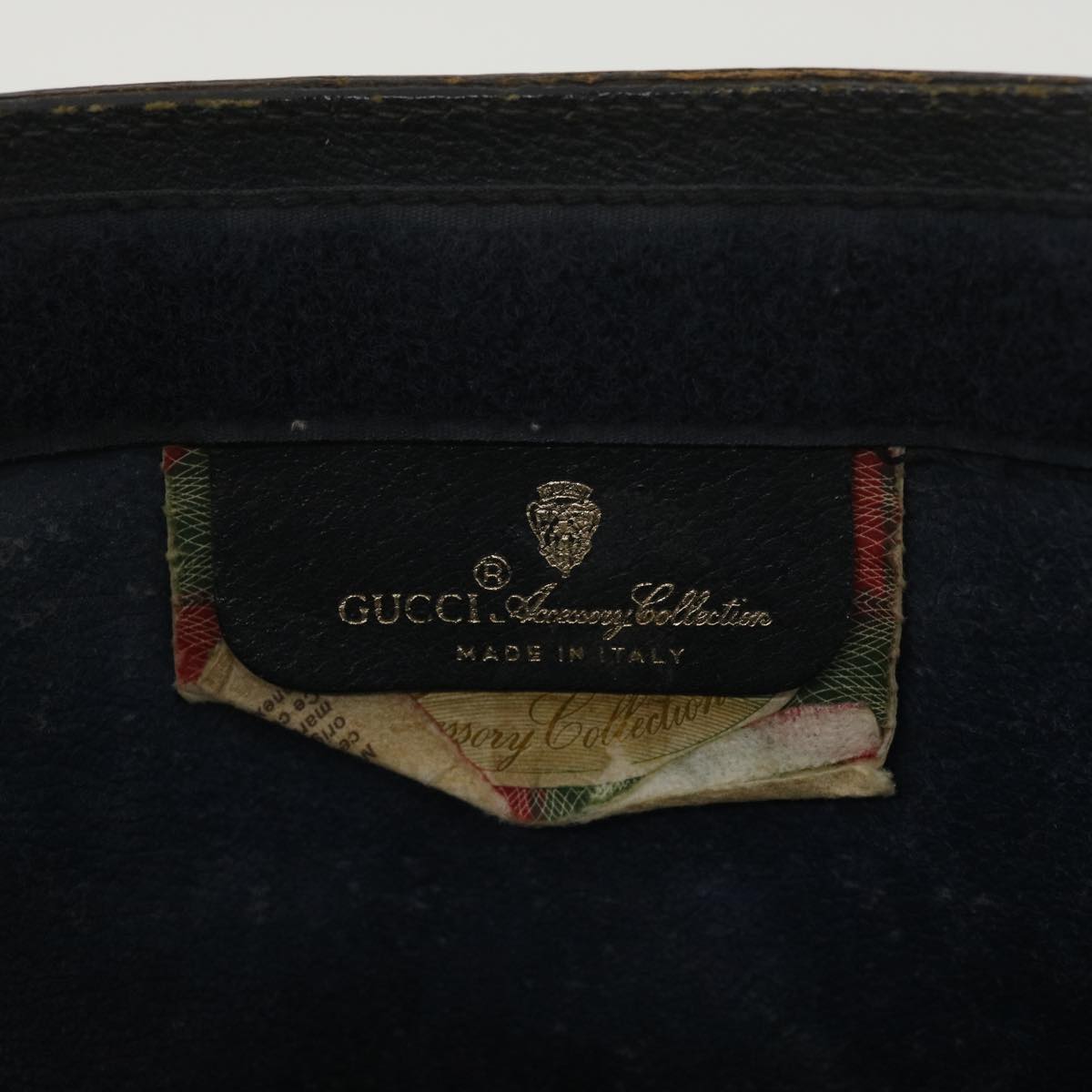 GUCCI GG Canvas Sherry Line Clutch Bag Gray Red Navy 89.01.032 Auth am4045