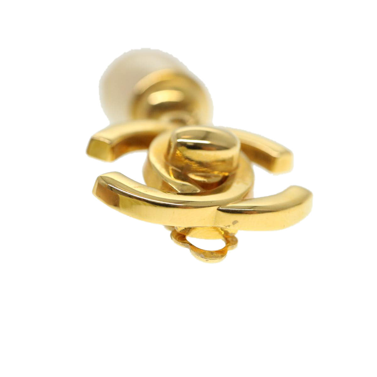 CHANEL Swing Earring Gold Tone CC Auth am4050