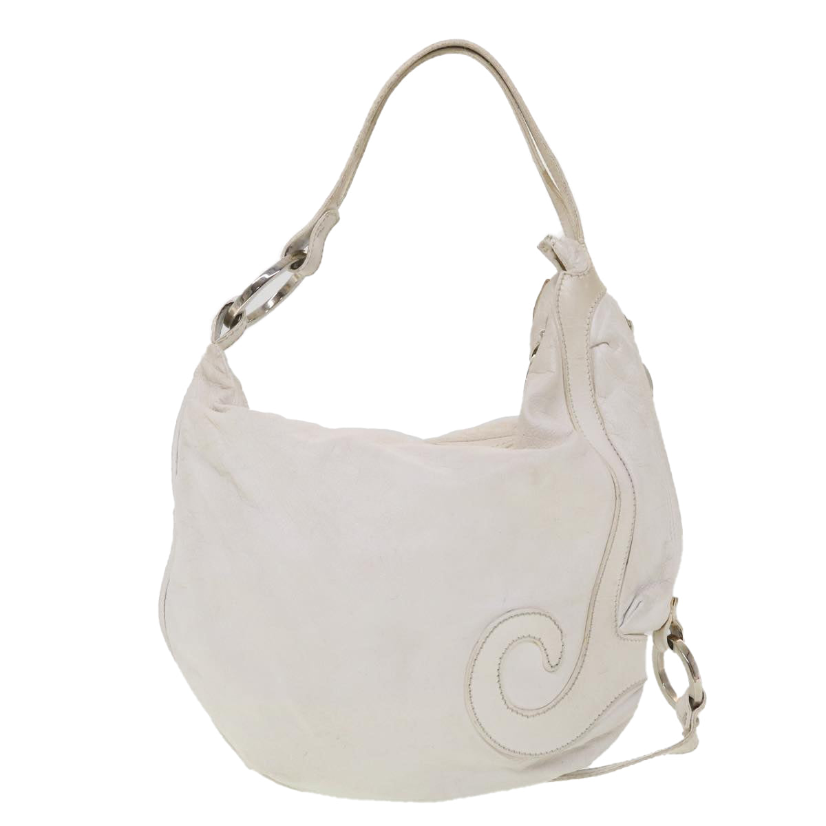 FENDI Shoulder Bag Leather White Auth am4051 - 0