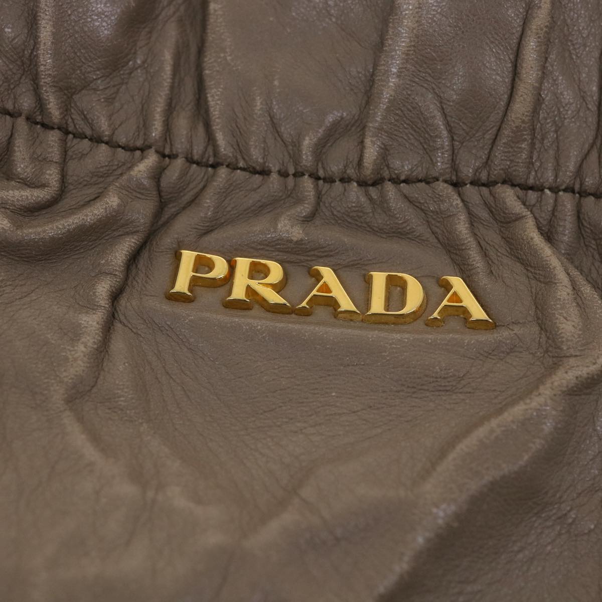PRADA Hand Bag Leather 2way Gray Auth am4052