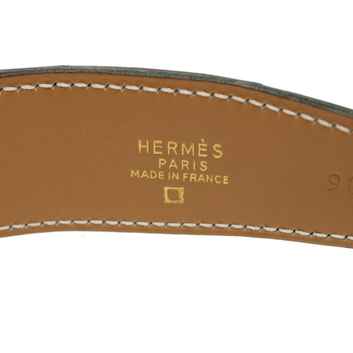HERMES Constance H Belt Exotic Leather Black Auth am4060