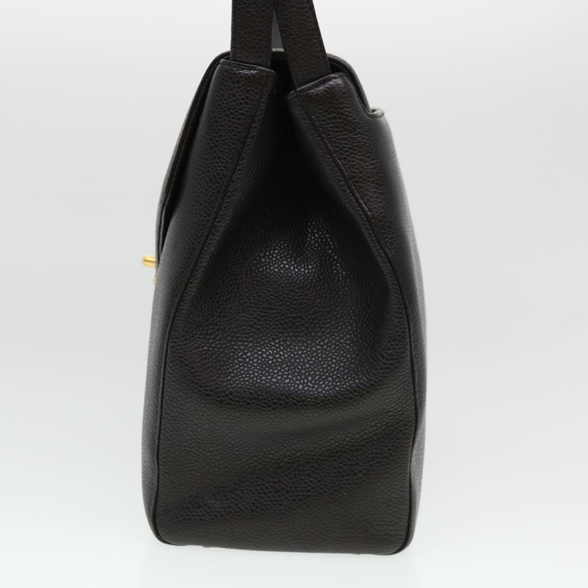 CHANEL Shoulder Bag Caviar Skin Black CC Auth am4067