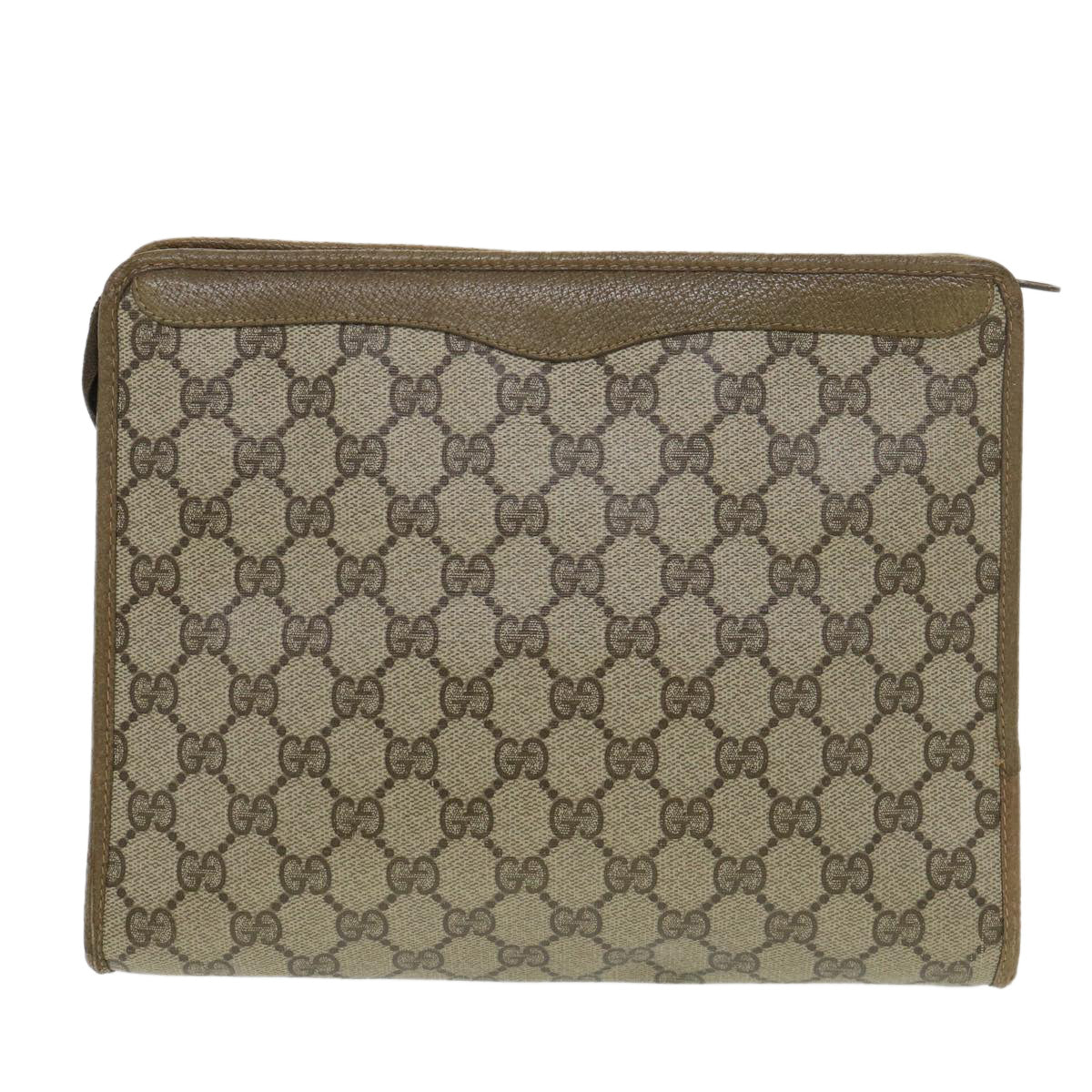 GUCCI GG Canvas Clutch Bag PVC Leather Beige 97.01.038 Auth am4070 - 0