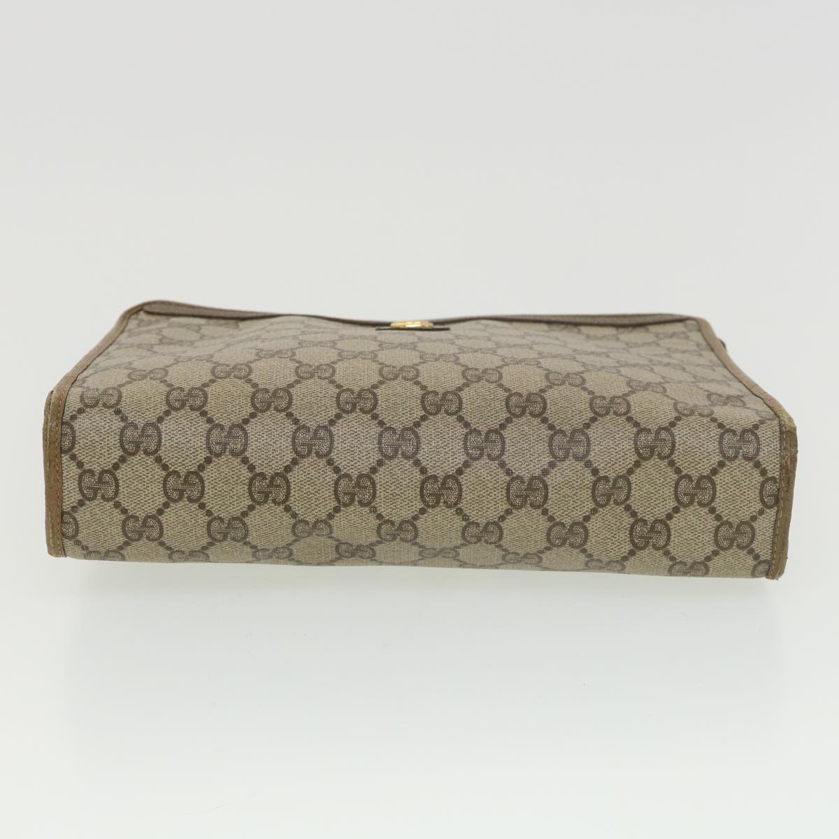 GUCCI GG Canvas Clutch Bag PVC Leather Beige 97.01.038 Auth am4070