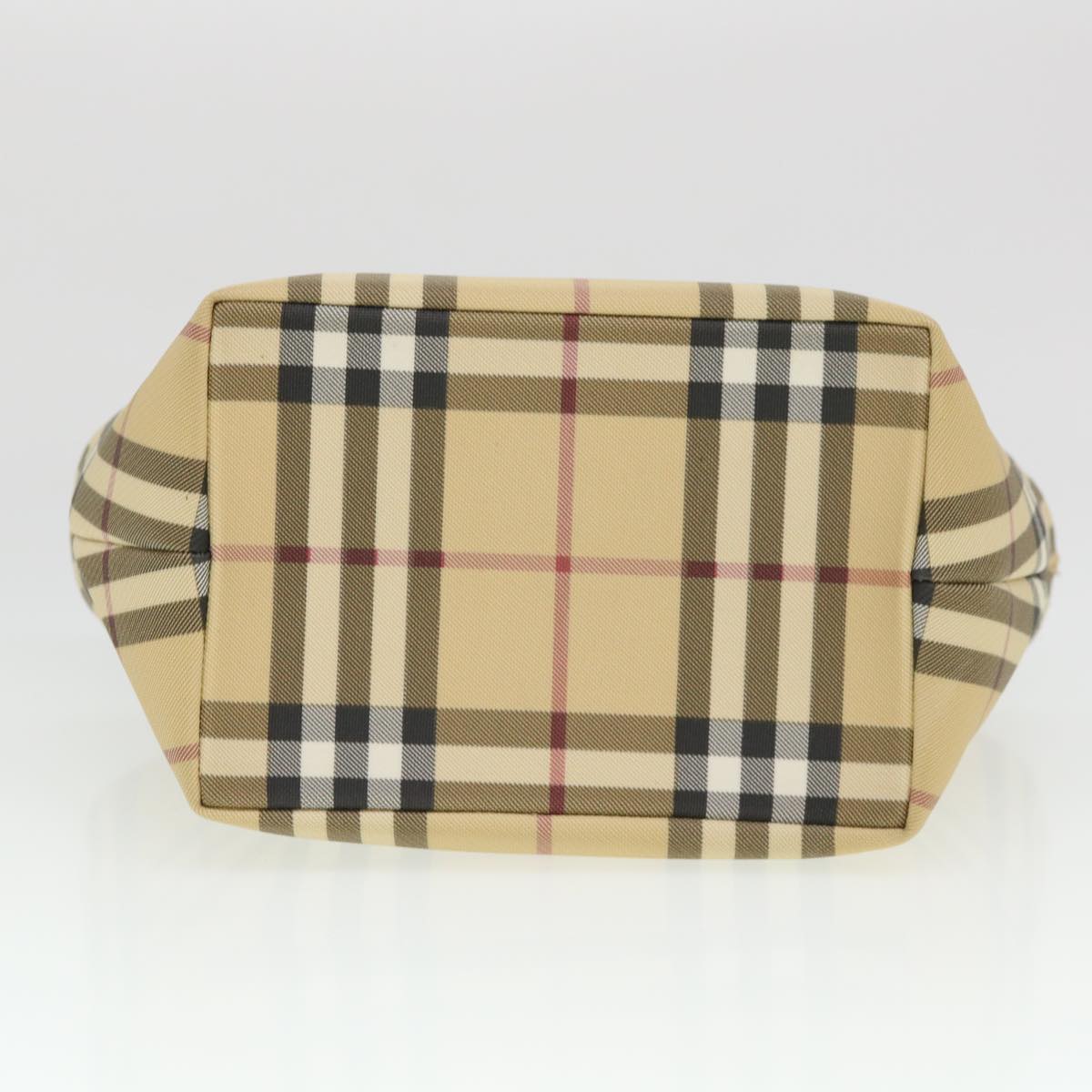 BURBERRY Nova Check Hand Bag Nylon Beige Auth am4079