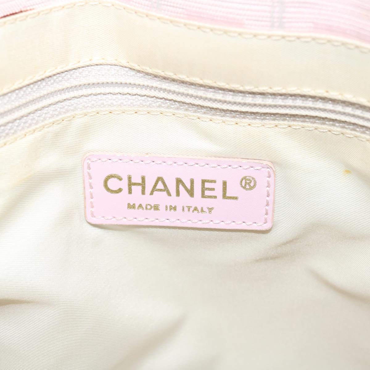 CHANEL Travel line Tote Bag Canvas Pink CC Auth am4084