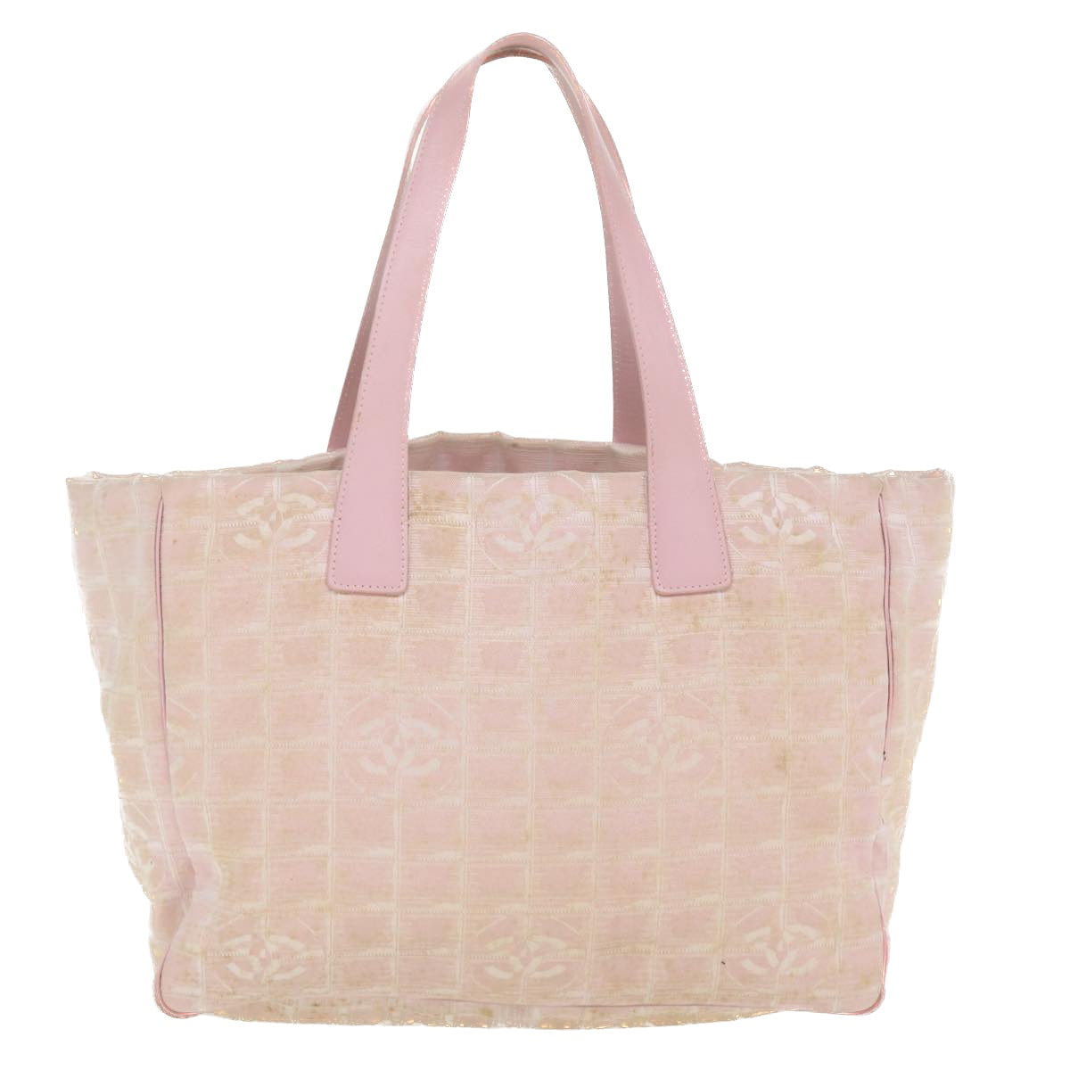 CHANEL Travel line Tote Bag Canvas Pink CC Auth am4084 - 0