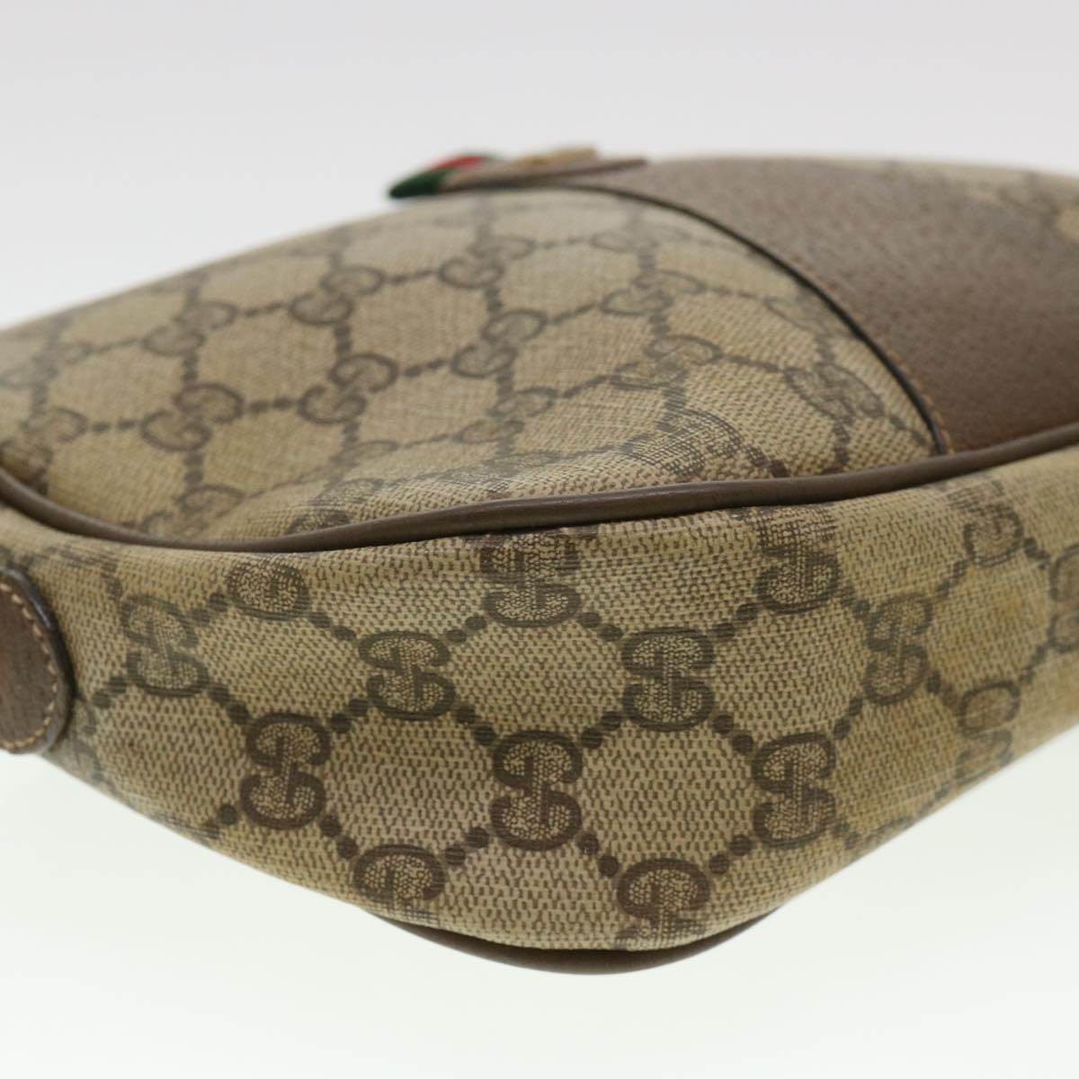 GUCCI GG Canvas Web Sherry Line Clutch Bag Beige Red Green Auth am4114