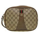 GUCCI GG Canvas Web Sherry Line Clutch Bag Beige Red Green Auth am4114-13