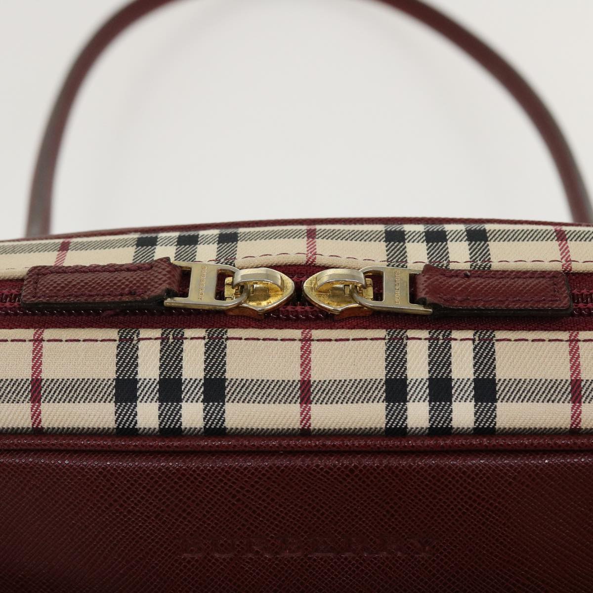 BURBERRY Nova Check Shoulder Bag Nylon Beige Auth am4128