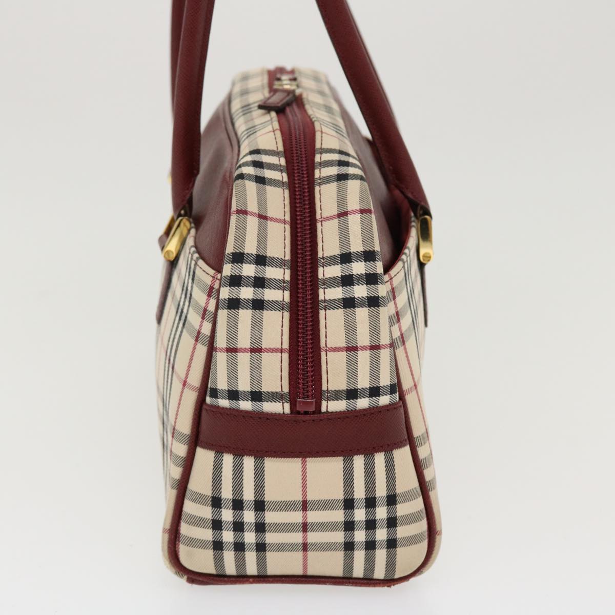 BURBERRY Nova Check Shoulder Bag Nylon Beige Auth am4128