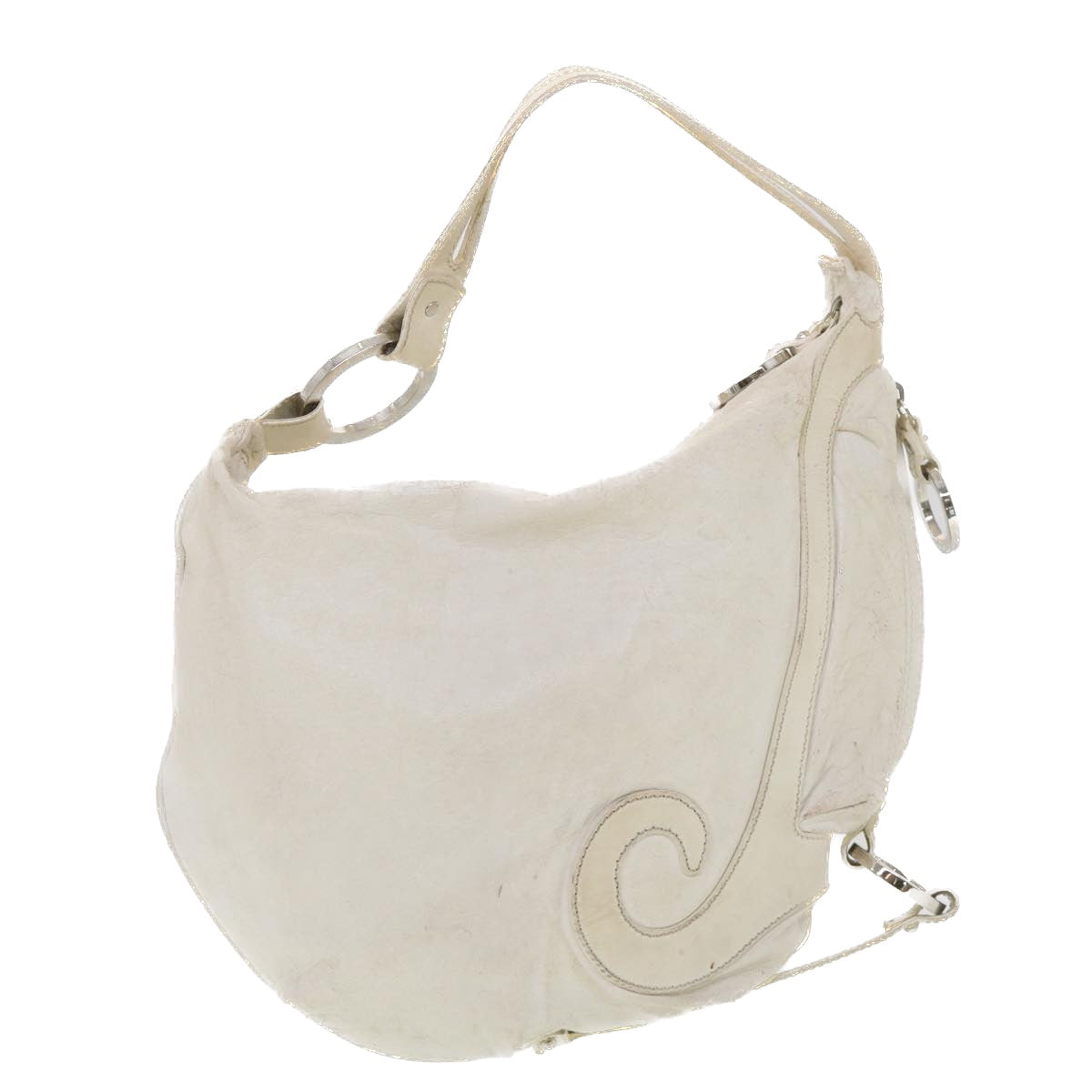 FENDI Shoulder Bag Leather White Auth am4131 - 0