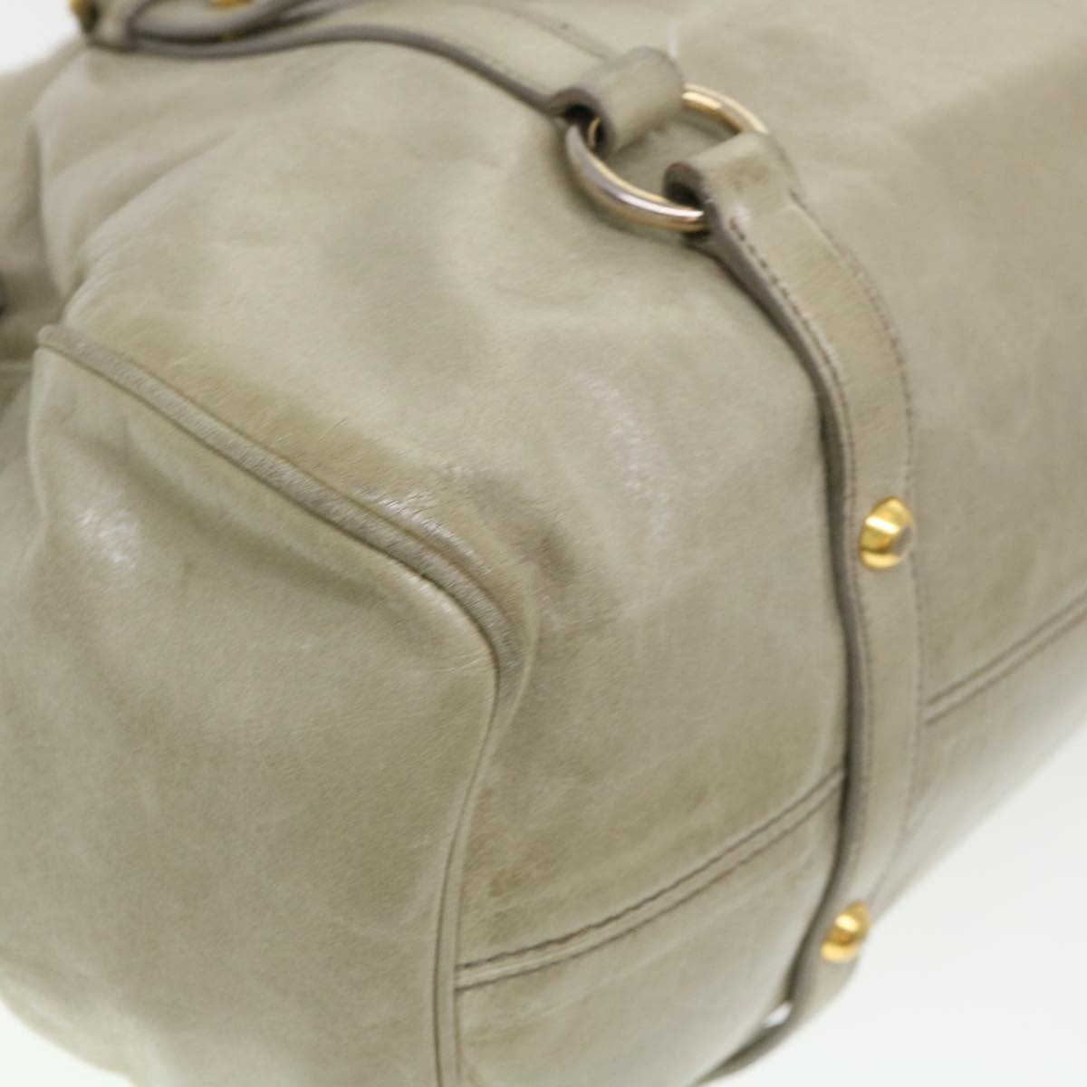 Miu Miu Hand Bag Leather 2way Gray Auth am4143