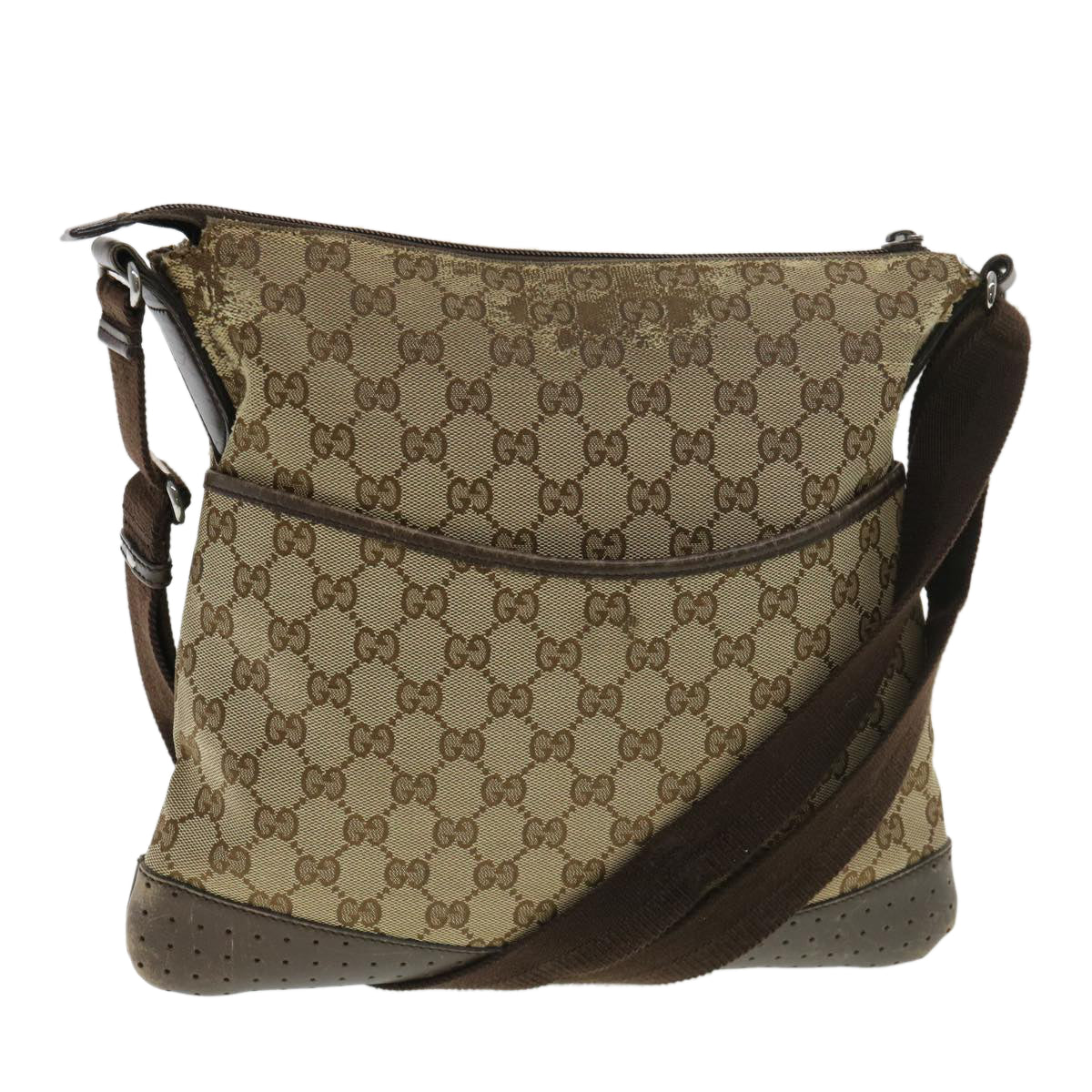 GUCCI GG Canvas Shoulder Bag Beige 145857 Auth am4145