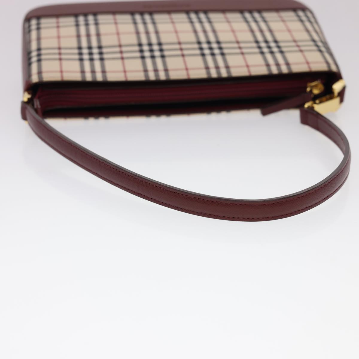 BURBERRY Nova Check Shoulder Bag Nylon Beige Auth am4151