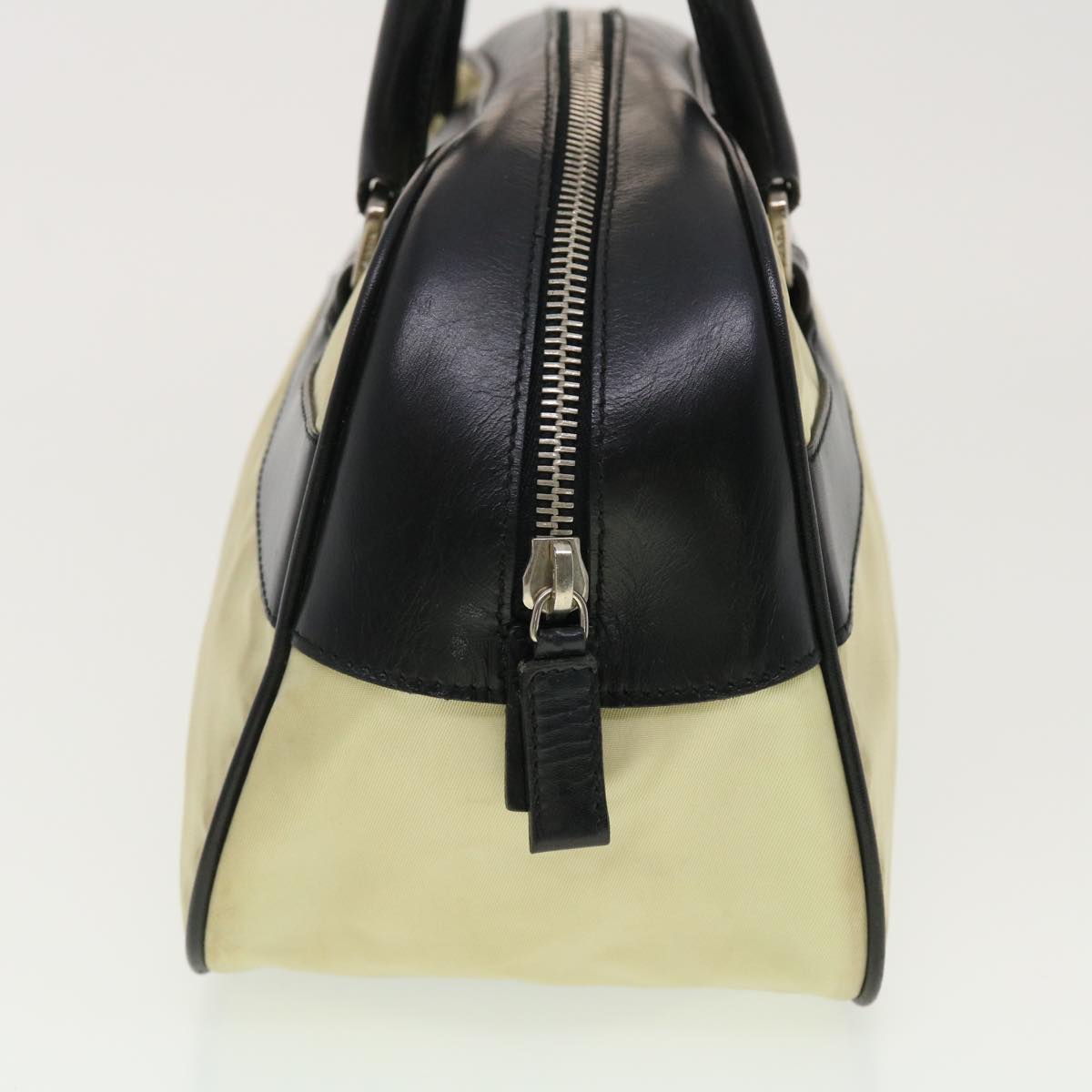 PRADA Hand Bag Nylon Black Beige Auth am4158