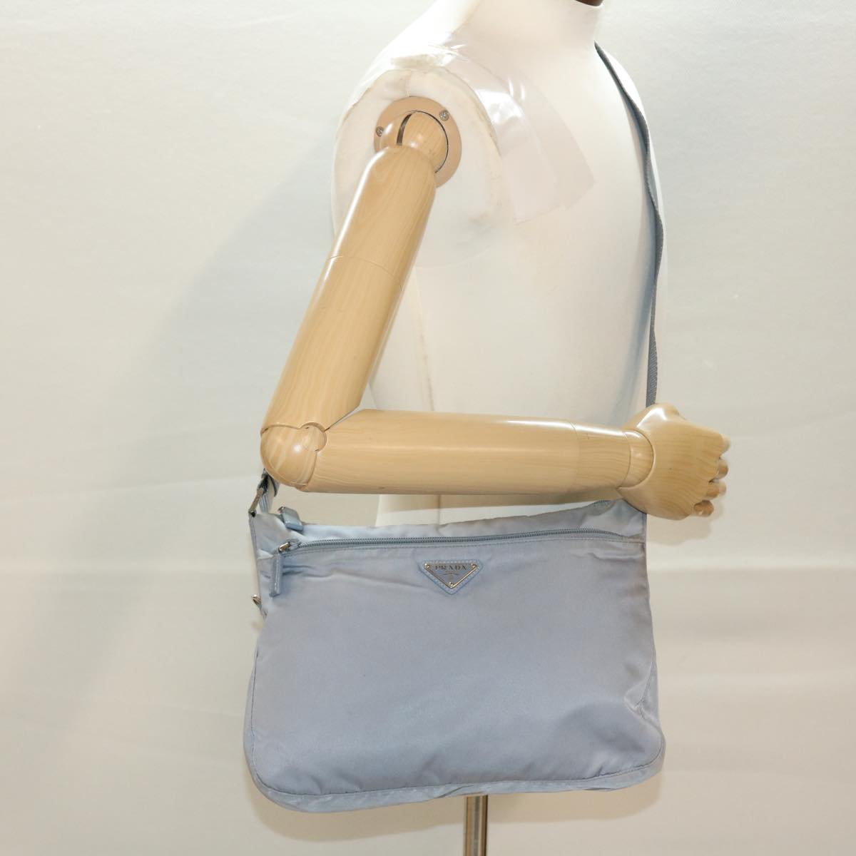 PRADA Shoulder Bag Nylon Light Blue Auth am4160