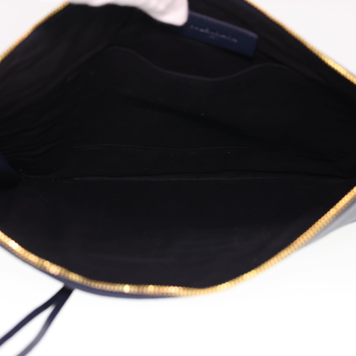 BALENCIAGA Clutch Bag Leather Navy Auth am4162