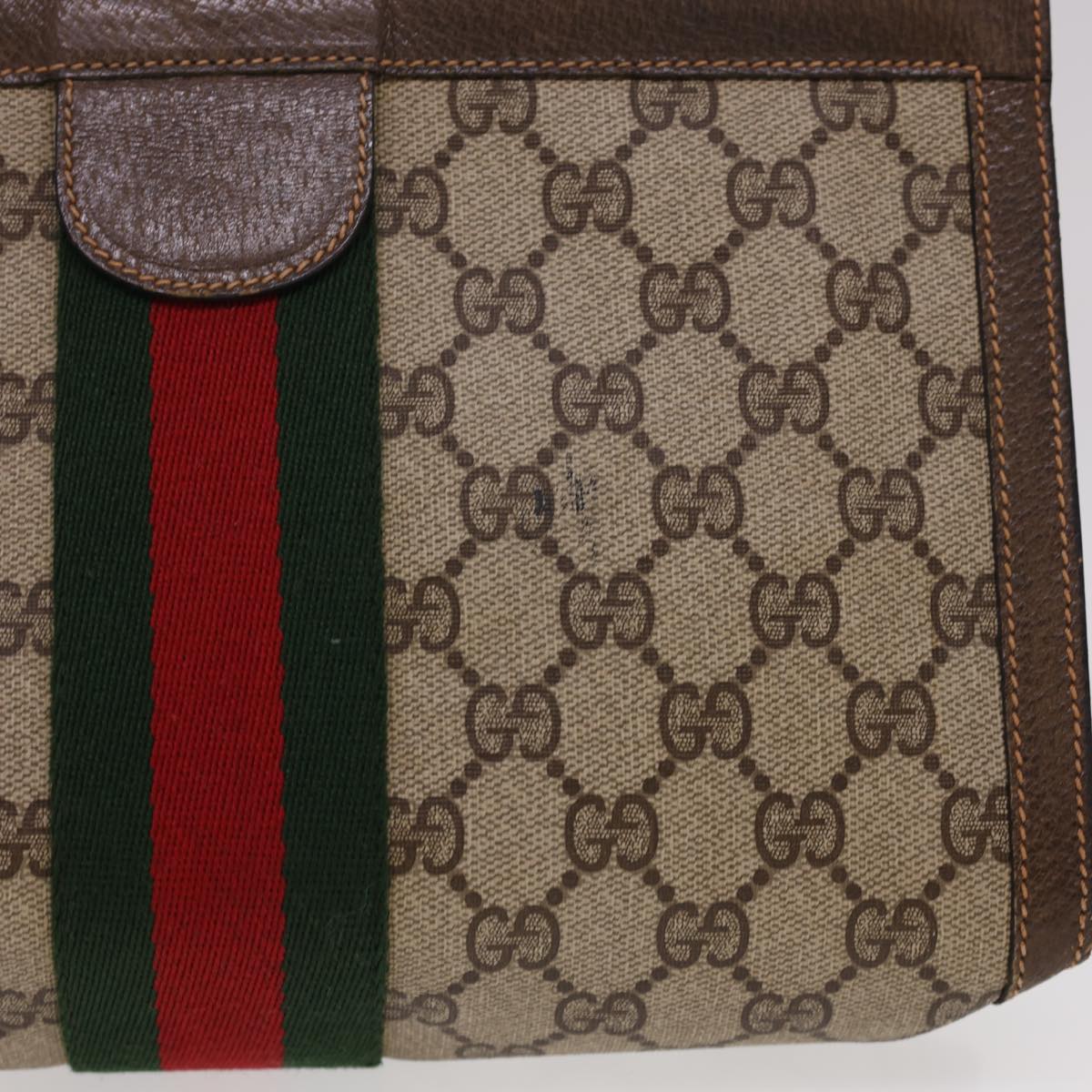 GUCCI GG Canvas Web Sherry Line Clutch Bag Beige Red Green 8901002 Auth am4170