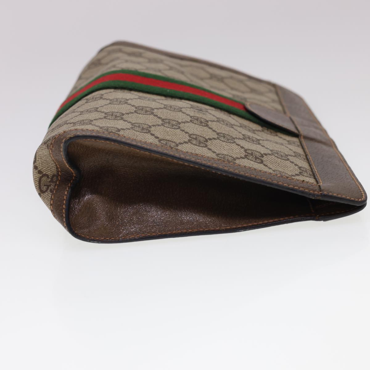 GUCCI GG Canvas Web Sherry Line Clutch Bag Beige Red Green 8901002 Auth am4170