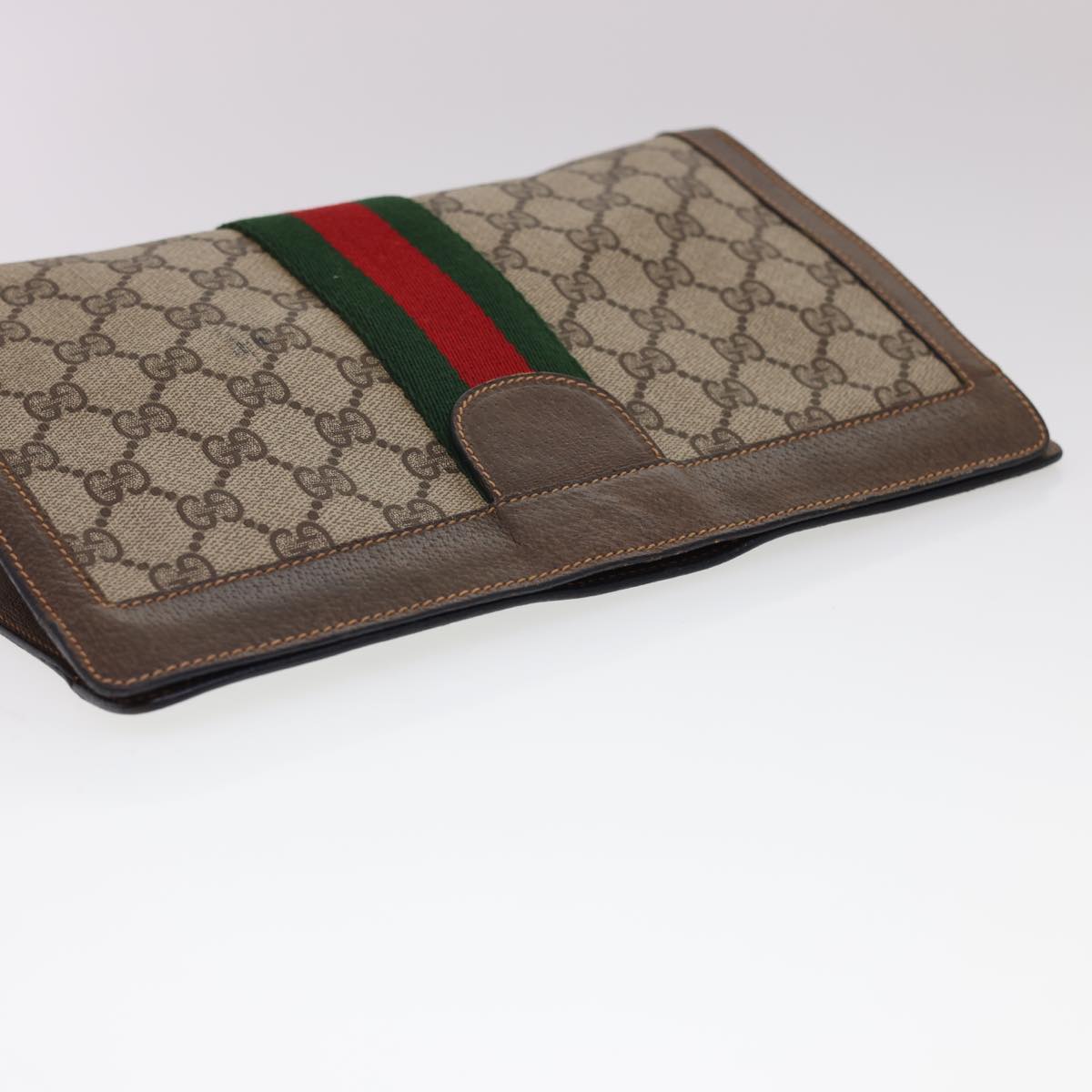 GUCCI GG Canvas Web Sherry Line Clutch Bag Beige Red Green 8901002 Auth am4170