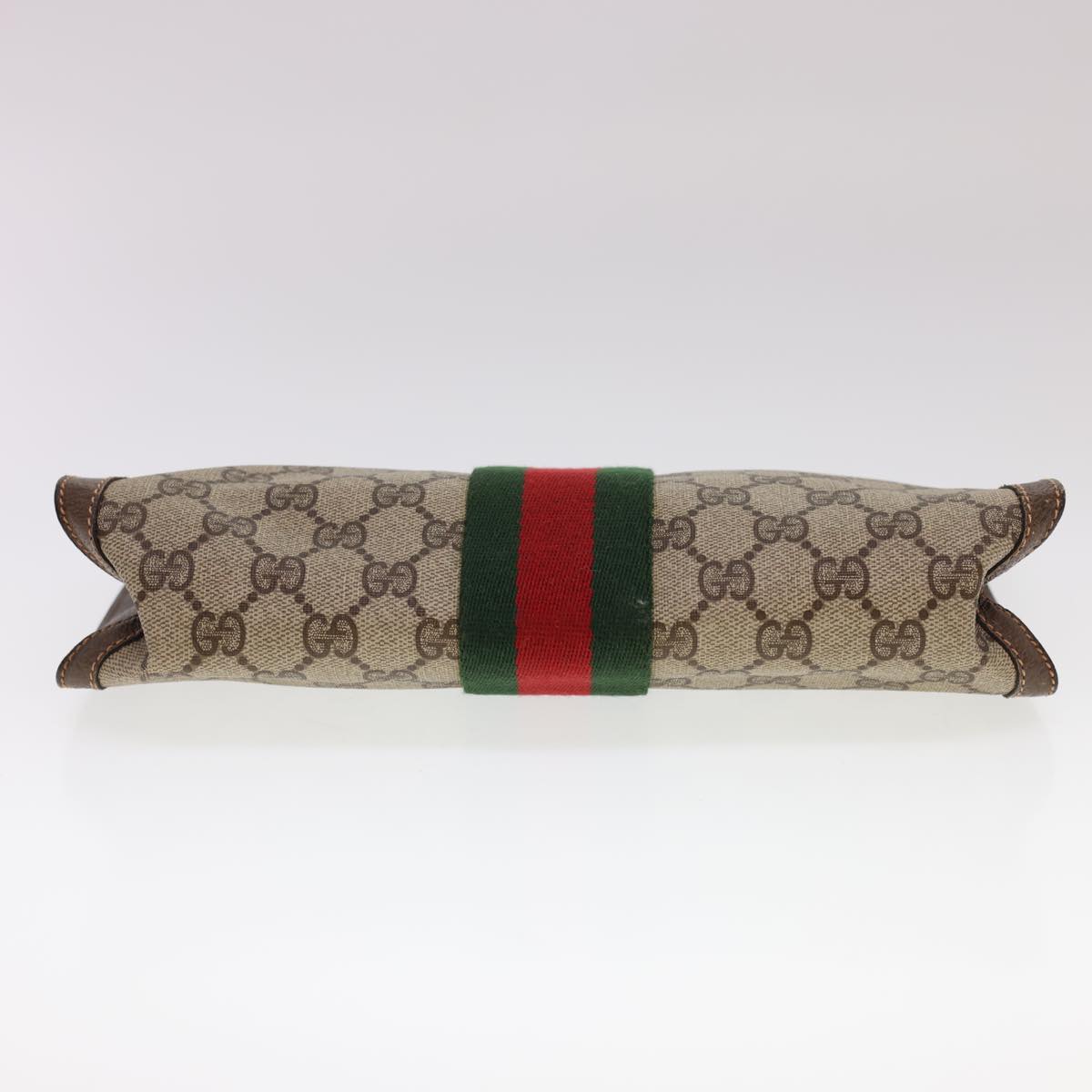 GUCCI GG Canvas Web Sherry Line Clutch Bag Beige Red Green 8901002 Auth am4170