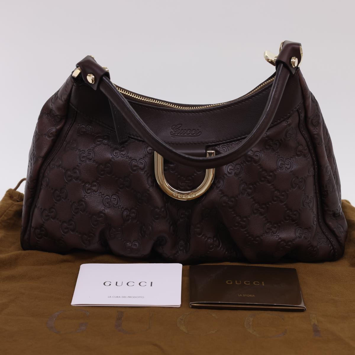 GUCCI Guccissima GG Canvas Shoulder Bag Brown 190525 Auth am4182