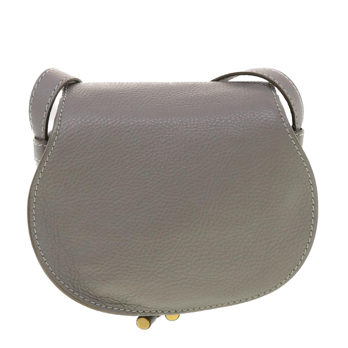 Chloe Mercy Small Saddle Shoulder Bag Leather Gray Auth am4200 - 0