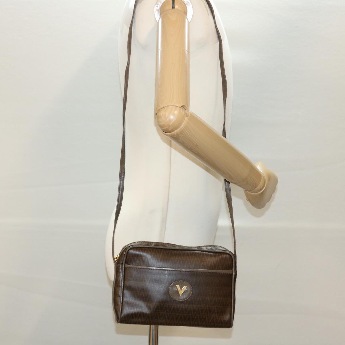 VALENTINO Shoulder Bag PVC Leather Brown Auth am4206