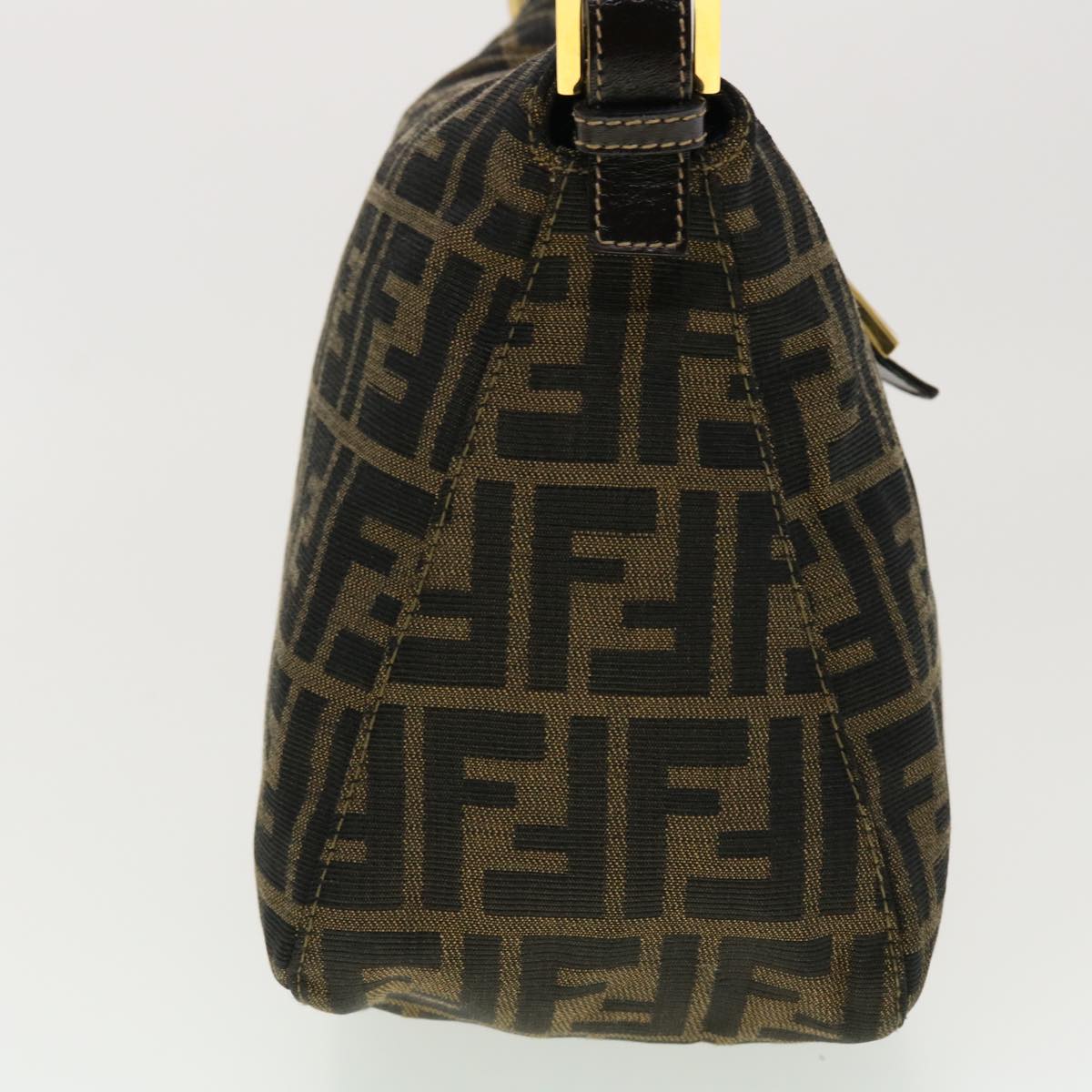 FENDI Zucca Canvas Mamma Baguette Shoulder Bag Nylon Brown Black Auth am4225