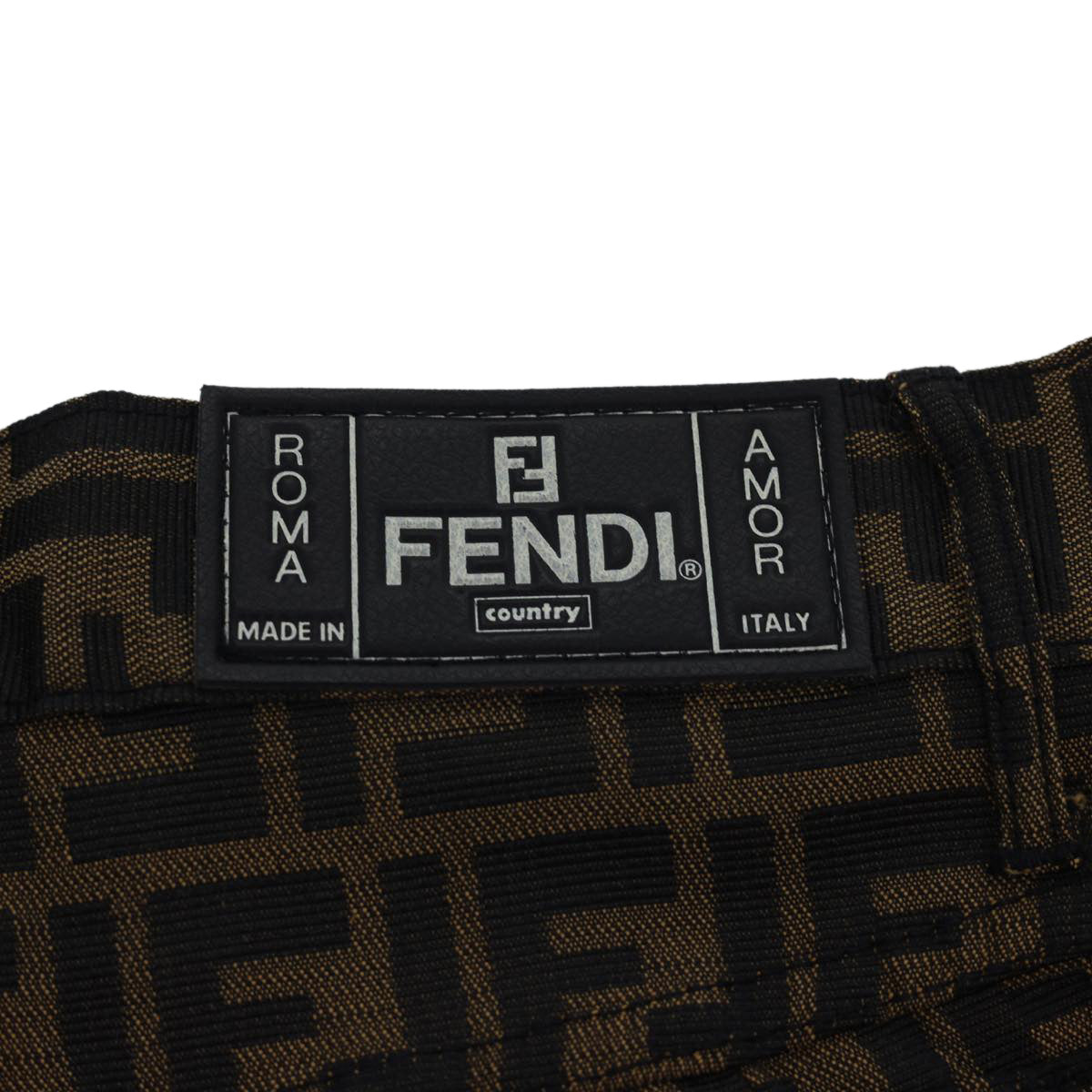 FENDI Zucca Canvas Pants Polyester Cotton XL Brown Black Auth am4242