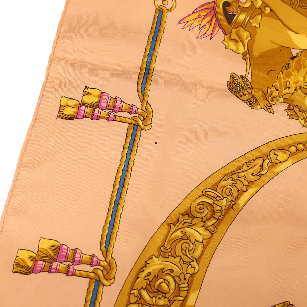 HERMES Carre 90 HOMMAGE A CHARLES GARNIER Scarf Silk Pink Yellow Auth am4250
